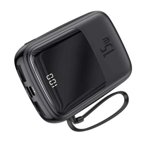 Внешний аккумулятор Baseus Power Bank 10000mAh with USB-C Cable Q Pow Display 15W Black (PPQD-A01): Кабели/переходники для смартфонов в комплекте USB Type-C