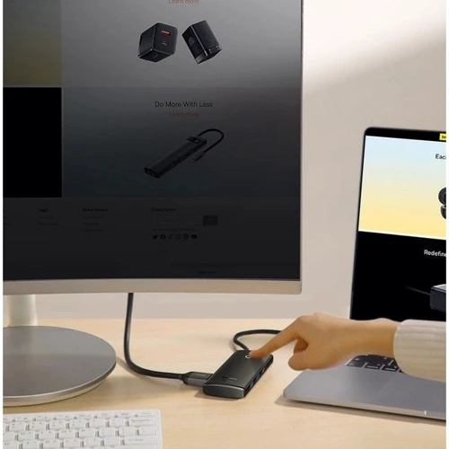 Адаптер Baseus Adapter Lite Series USB-C to 2хUSB3.0+USB-C+HDMI+SD Black (WKQX050101) фото 5