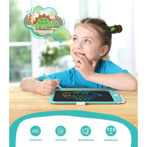 Детский LCD планшет для рисования Beiens Динозаврик 10” Multicolor синий (К1006blue)