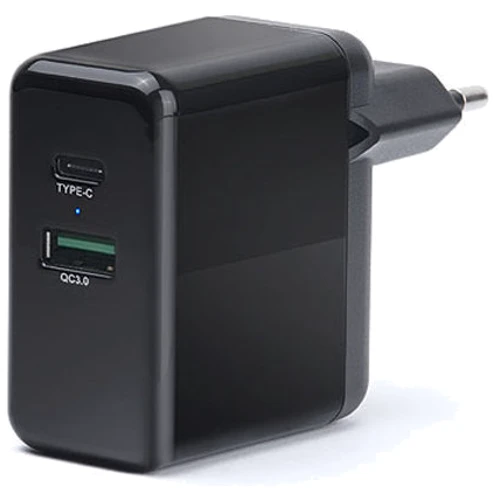 Зарядное устройство REAL-EL Wall Charger USB-C+USB CH-350 Black (EL123160017)