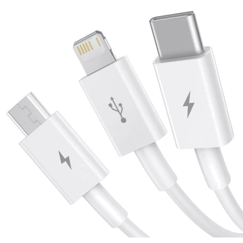 Кабель Baseus USB Cable to Lightning/microUSB/USB-C Superior Series Fast Charging 3.5A 1.5m White (CAMLTYS-02) фото 3