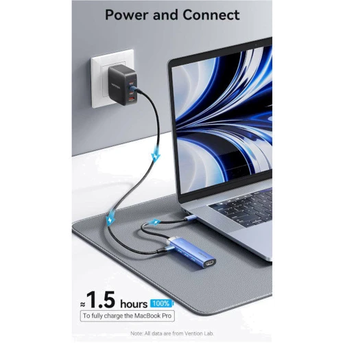 Адаптер Vention Adapter USB-C to HDMI+3xUSB3.0+PD 100W Blue (TGESB) фото 4