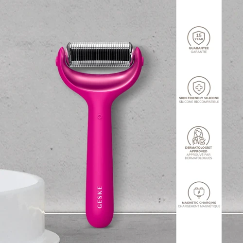 Электронный роллер для лица и тела с микроиглами GESKE MicroNeedle Face&Body Roller 8в1 magenta фото 4