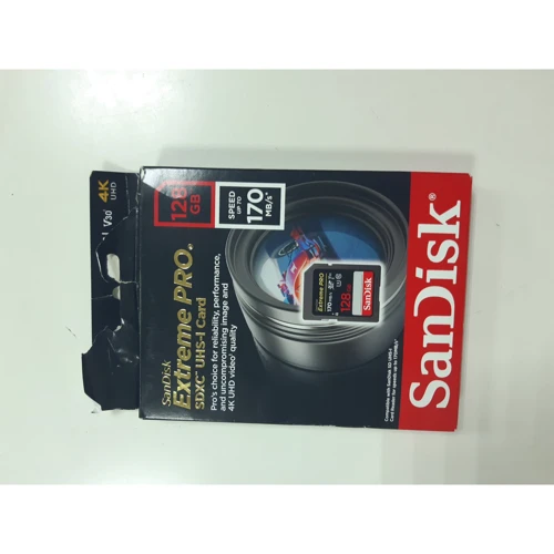 SanDisk 128GB SDXC Class 10 UHS-I U3 V30 Extreme Pro (SDSDXXY-128G-GN4IN) (Карти пам'яті)(78624104): Причина уцінки Нетоварный вид упаковки (надорвана)