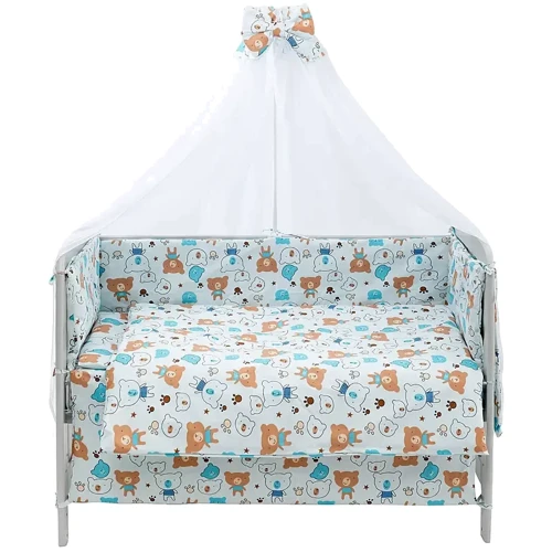 Комплект постільної білизни Qvatro Gold (коричневі та блакитні ведмедики) блакитний (RG-08)