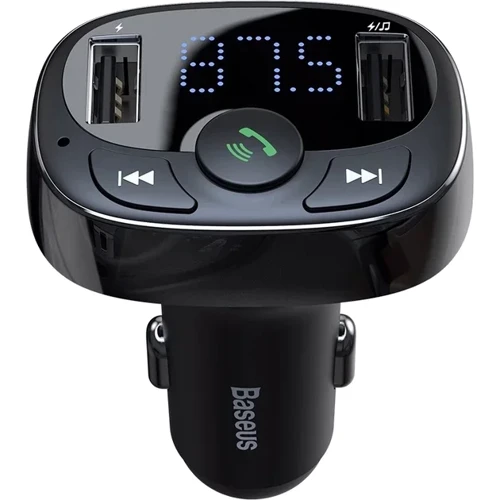 Зарядное устройство Baseus Car Charger 2хUSB T Shaped S-09A Car Bluetooth MP3 Player Black (CCMT000001): Кабель в комплекте отсутствует