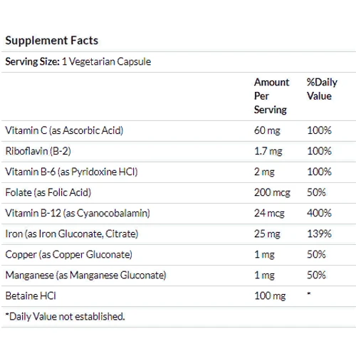Nature's Life Iron Complex, 25 mg, 50 Vegetarian Capsules (NLI-00226): Форма выпуска Капсулы