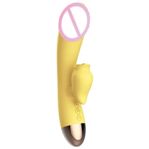 Вибратор-кролик с подогревом и шаловливым язычком для клитора Leten Wonderful Yellow