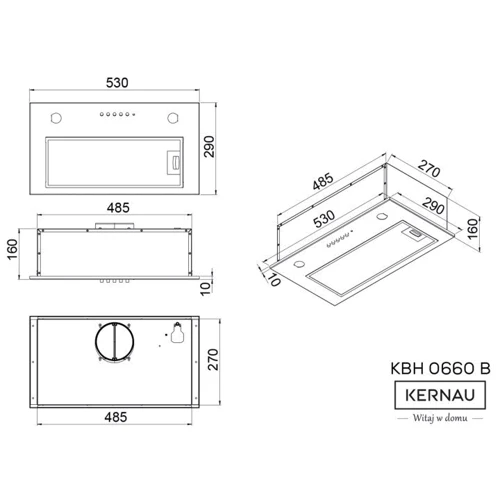 Витяжка KERNAU KBH 0660 B: Тип фільтра повітря Рециркуляція, Відведення