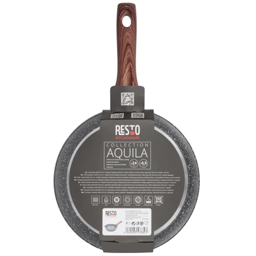 Сковорода глибока Resto Aquila 24 см (93052): Додатково Ручка с отверстием для подвешивания, Ненагревающаяся ручка, Мытье в посудомоечной машине, Индукционное дно