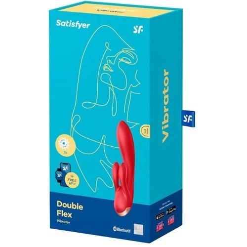 Смарт вибратор кролик с двойным отростком Satisfyer Double Flex Red