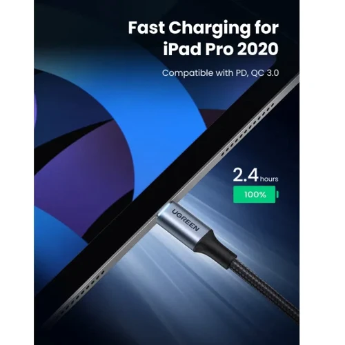 Кабель UGREEN USB-C to USB-C US316 5A 100W 2m Black фото 5