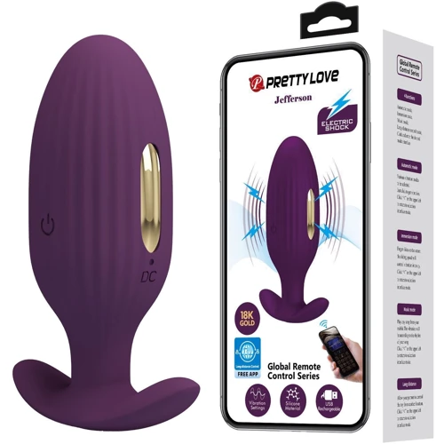 Анальная вибропробка LYBAILE Pretty Love Jefferson Violet с электростимуляцией (BI-040083HP-1)