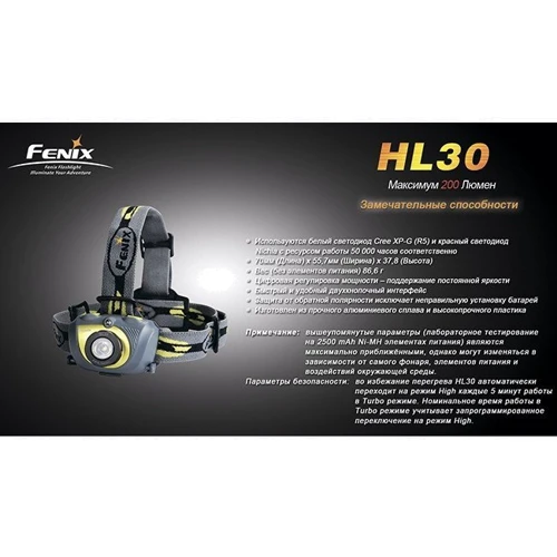 Ліхтар Fenix HL30 R5 Black / yellow фото 17