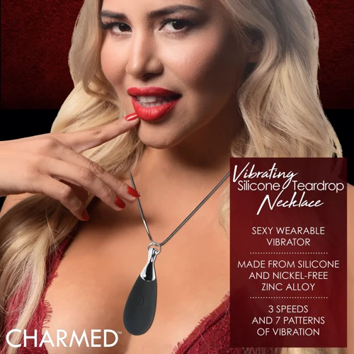 Ожерелье с подвеской вибратором Charmed Vibrating Silicone Teardrop Neckl, 90 см (чёрный)