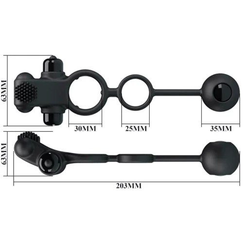 Виброкольцо с анальным шариком Pretty Love Vibration Penis Sleeve IV Black