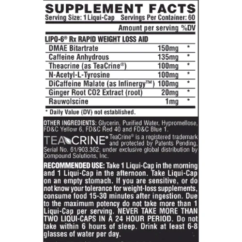 Жиросжигатель Nutrex Lipo-6 Rx 60 Liquid Capsules: Пол Унисекс
