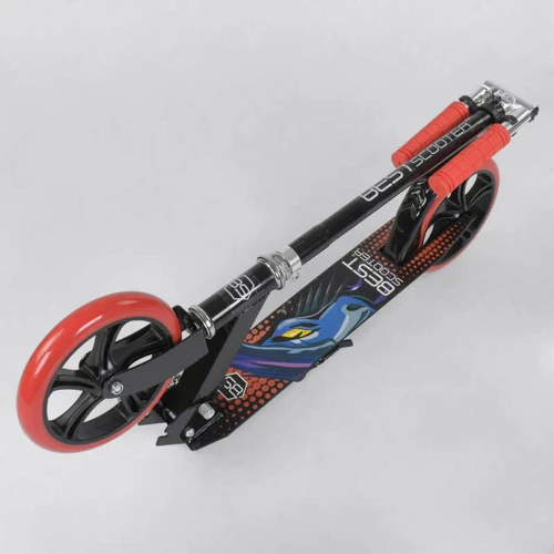 Самокат двоколісний Best Scooter з PU колесами і гумовими грипсами Black / Red (87726): Матеріал коліс поліуретан