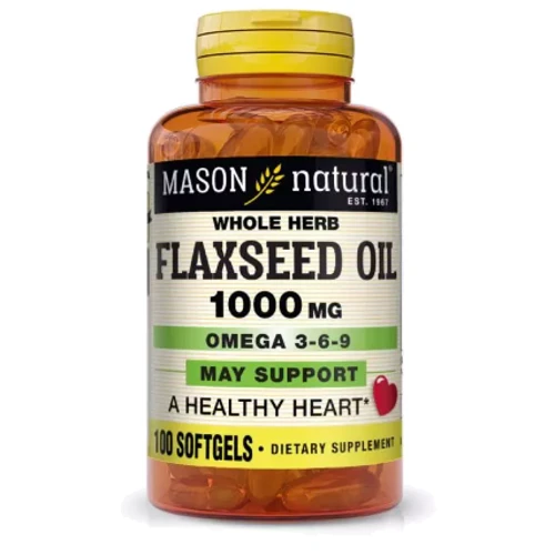 Mason Natural Flax Seed Oil 1000 mg Omega 3-6-9 Льняное масло 1000 мг Омега 3-6-9 100 гелевых капсул