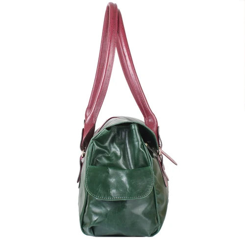 Женская сумка саквояж Laskara темно-зеленая (LK-10250-green): Фактура Гладкая, Матовая