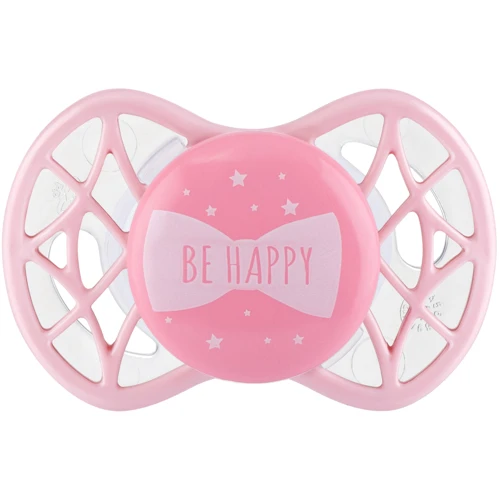 Пустушка Nuvita Air55 Cool симетрична з ковпачком 0m+ BE HAPPY рожевий кварц (NV7065RQ)