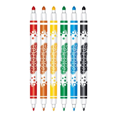 Фломастери Colorino двосторонні Fibre Pens 6 шт і 6 кольорів, (13437PTR / 1): Тип На водній основі