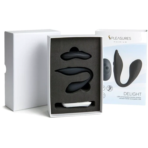 Двойной вибратор S Pleasures Premium Delight (для клитора и точки G, 10 режимов), черный