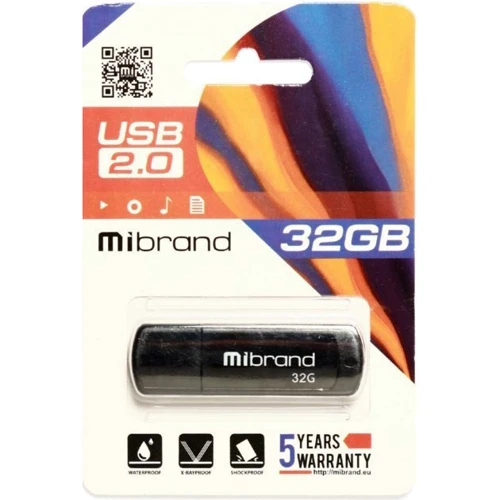 USB-флешка Mibrand 32GB Grizzly Black USB 2.0 (MI2.0/GR32P3B): Стандарт USB USB 2.0