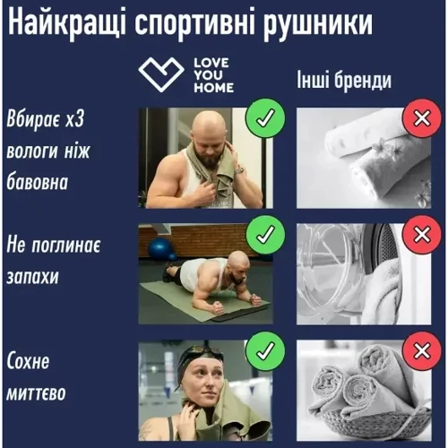 Рушник Love You спортивне 70х140 хакі (60105)