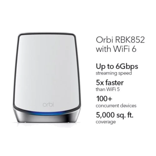 Маршрутизатор Wi-Fi Netgear Orbi RBK852 Tri-Band 2-pack White (RBK852-100EUS): Интерфейс подключения (LAN-порт) 4x10/100/1000 Мбит/с