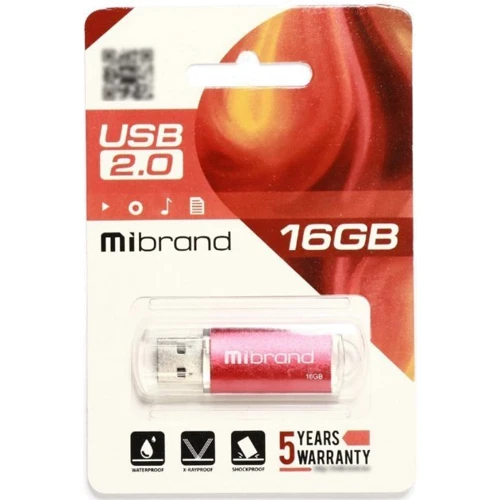 USB-флешка Mibrand 16GB Cougar Red USB 2.0 (MI2.0/CU16P1R): Объем памяти 16 GB