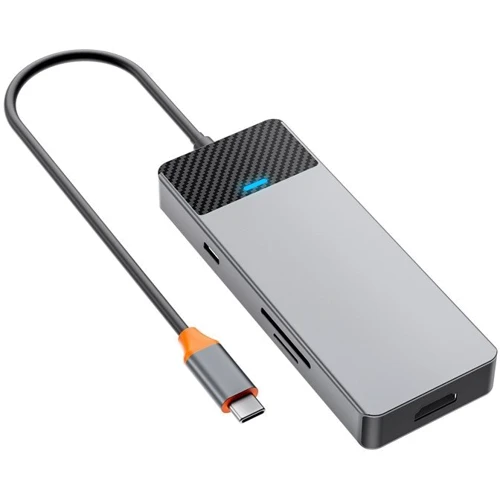 Адаптер WIWU Adapter Linker A721HD 7in1 USB-C to USB-C+2xUSB3.1+HDMI+SD/MicroSD+PD Grey: Додаткові роз'єми USB-C, HDMI, SD+TF Card, USB OTG