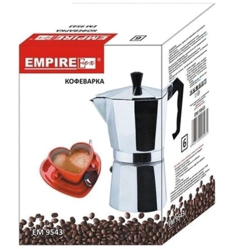 Кофеварка гейзерна Empire 6 порций 0.35 л (9543-E): Цвет нержавеющая сталь
