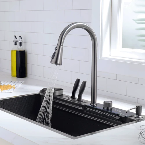 Кухонна мийка Lefton Workstation Kitchen Sink Set Digital Temperature Display KS2205 (SK019-G): Габарити чаші (ШxГxВ), см 70x35x23