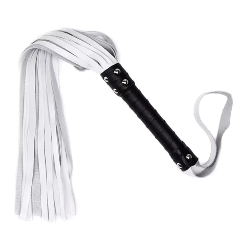 Флоггер из натуральной кожи Flirty Leather - Black & White, BG-00033