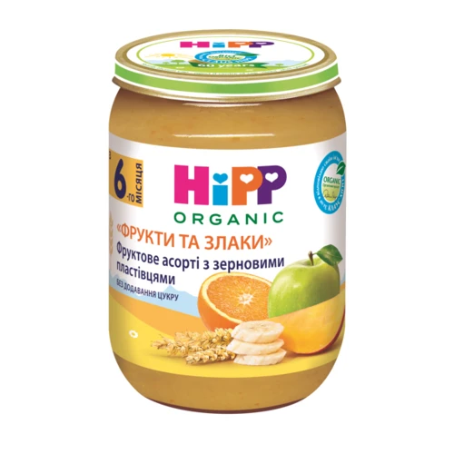 Пюре HIPP фруктове асорті з зерновими пластівцями, 190 (9062300132332)