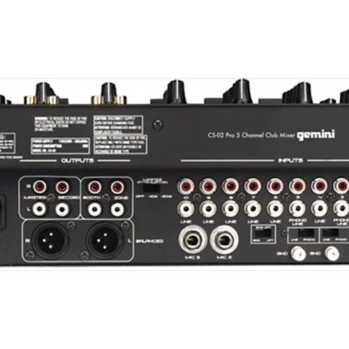 Микшерний пульт для DJ Gemini CS-02: Аналоговые входы 10 линейных, 3 микрофонных, 3 входа phono/line, RCA входы