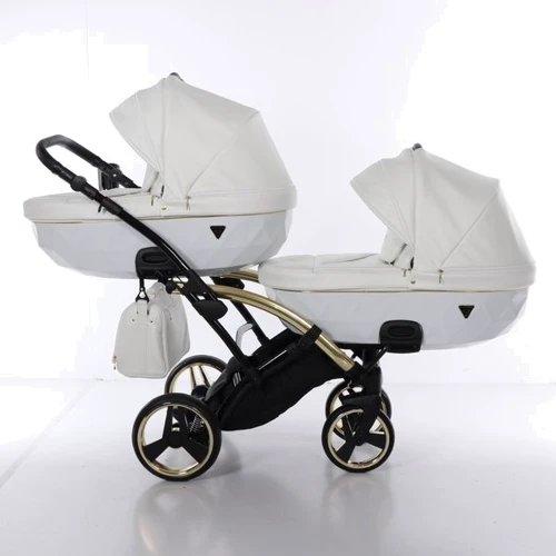 Универсальная коляска для двойни 2 в 1 Junama Diamond Individual Duo Slim 04, белый на золотой раме (JD-IN-DUOs-04): Пол ребенка Унисекс
