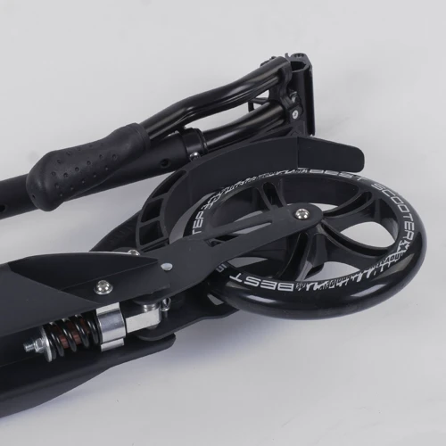 Самокат алюмінієвий Best Scooter з PU колесами, 2 аммортизаторами Black / White (92089): Тип гальма ножний