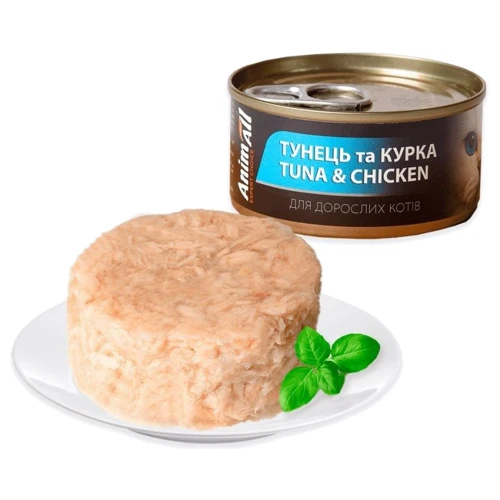 Влажный корм AnimAll для котов с тунцом и курицей 85 г