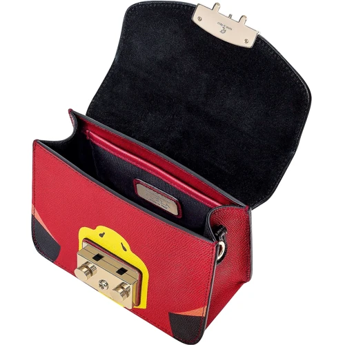 Женская сумка кросс боди Furla Metropolis Jungle Mini красная (881177): Фактура Мех, Матовая, Зернистая