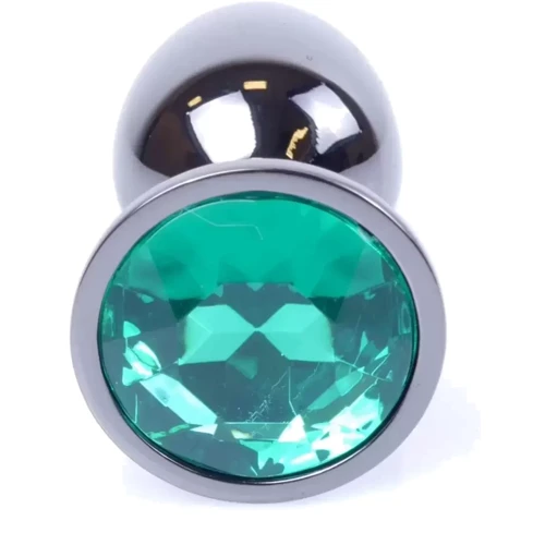 Анальная пробка с кристаллом BOSS of TOYS Boss Series - Jewellery Dark Silver PLUG Green S, BS6400033