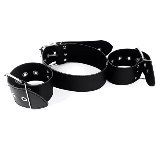 Ошейник с наручниками из натуральной кожи Art of Sex - Bondage Collar with Handcuffs