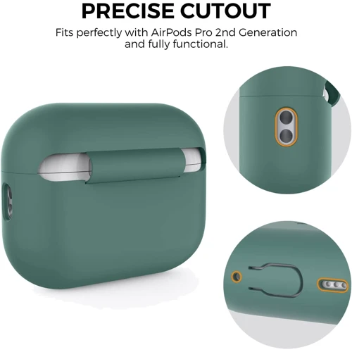 Чехол для наушников AhaStyle Silicone Case with strap Midnight Green (X003E46FGX) for Apple AirPods Pro 2 фото 3