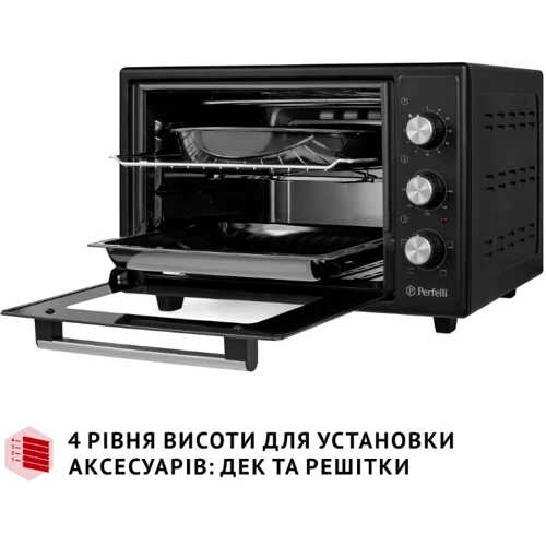Електрична духовка настільна PERFELLI MIRAGE 37 BLACK фото 7