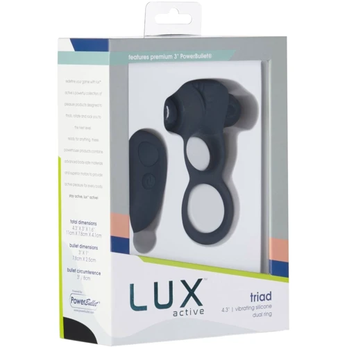 Двойное эрекционное кольцо с вибрацией LUX Active -Triad - Vibrating Dual Cock Ring, пульт ДУ