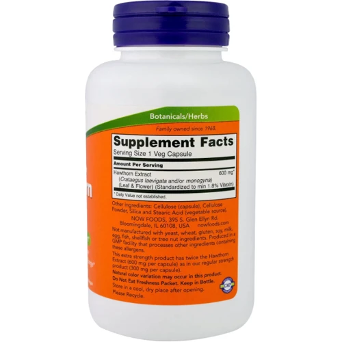 Now Foods Hawthorn Extract Extra Strength Экстракт боярышника 600 мг 90 капсул: Форма выпуска Капсулы