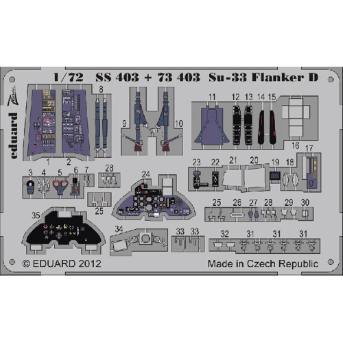 Фототравлення Eduard 1/72 Су-33 Flanker D самоклеюче (рекомендовано для Hasegawa) EDU-SS403