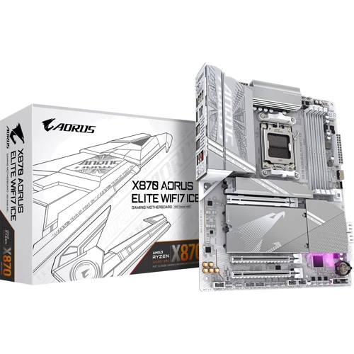 Gigabyte X870 AORUS ELITE WIFI7 ICE: Дополнительно Поддержка RAID, Радиатор на VRM, Поддержка UEFI, Адаптер Wi-Fi
