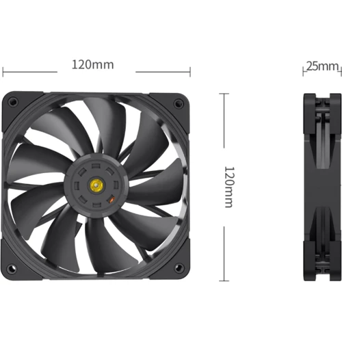 Кулер PCCooler P120 PRO BK: Уровень шума, dB 16-33.8